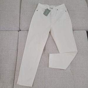 NEW H&M High Rise Waisted Mom Jeans Straight Leg Womens Sz 6 Winter White Ivory